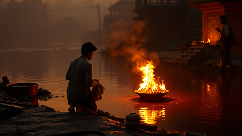 extra sunrise agnihotra ritual river bank 06